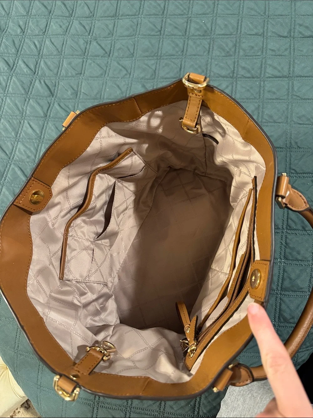 Michael Kors Brown Signature Messenger with Tan Leather Trim
